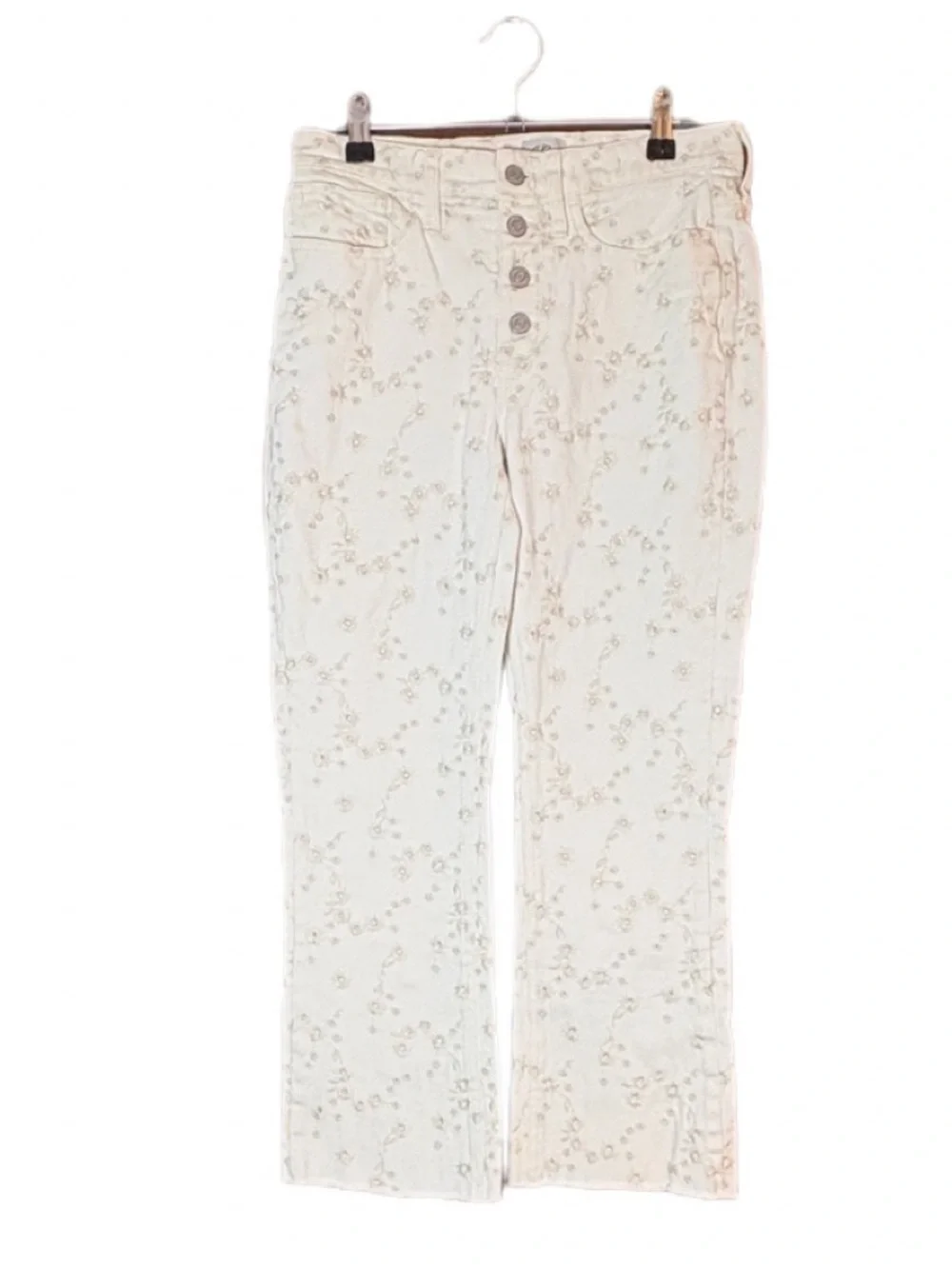 J.Crew Floral Embroidered Button Fly Jeans Raw Hem Size 25